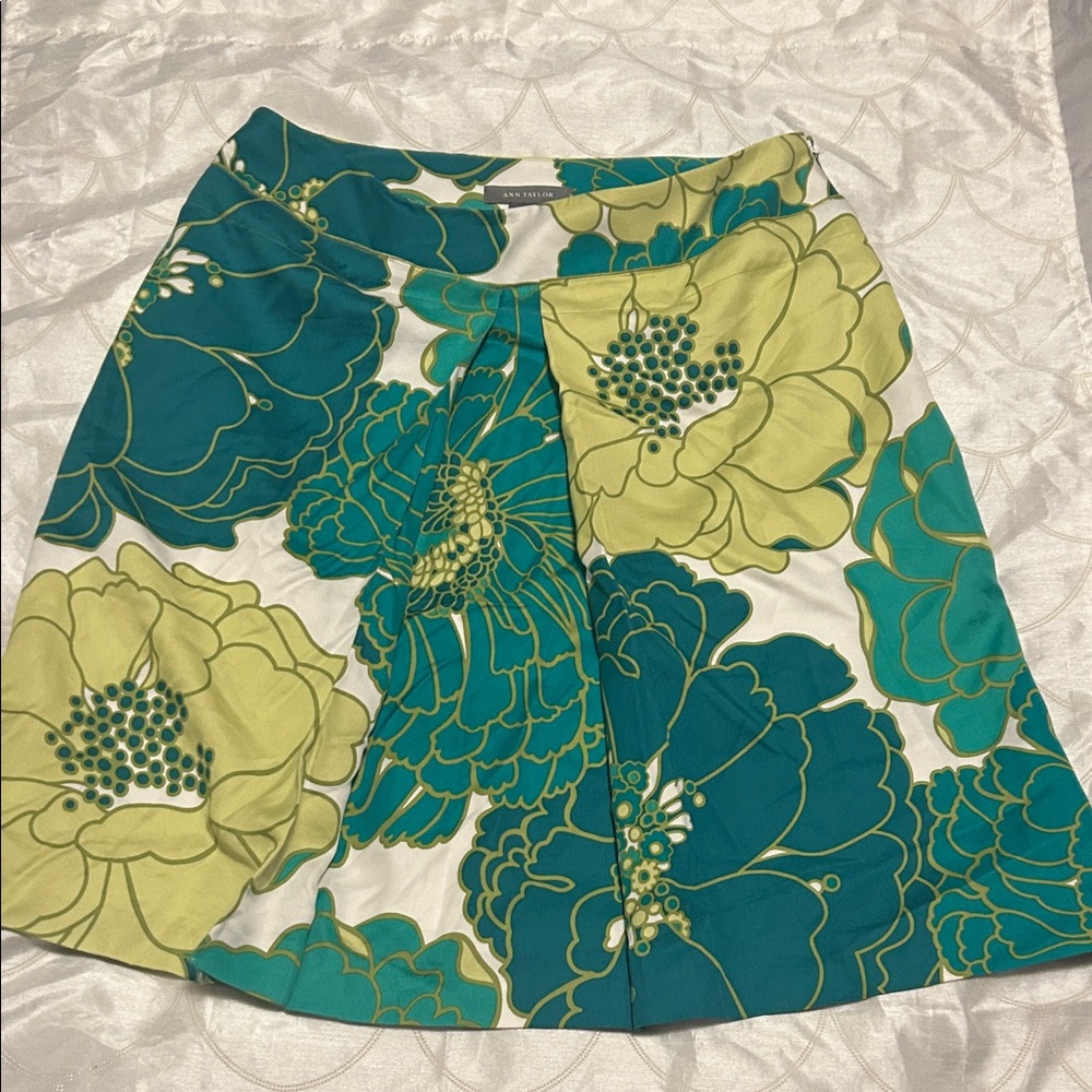 Ann Taylor Mini Skirt in Teal and Lime Floral